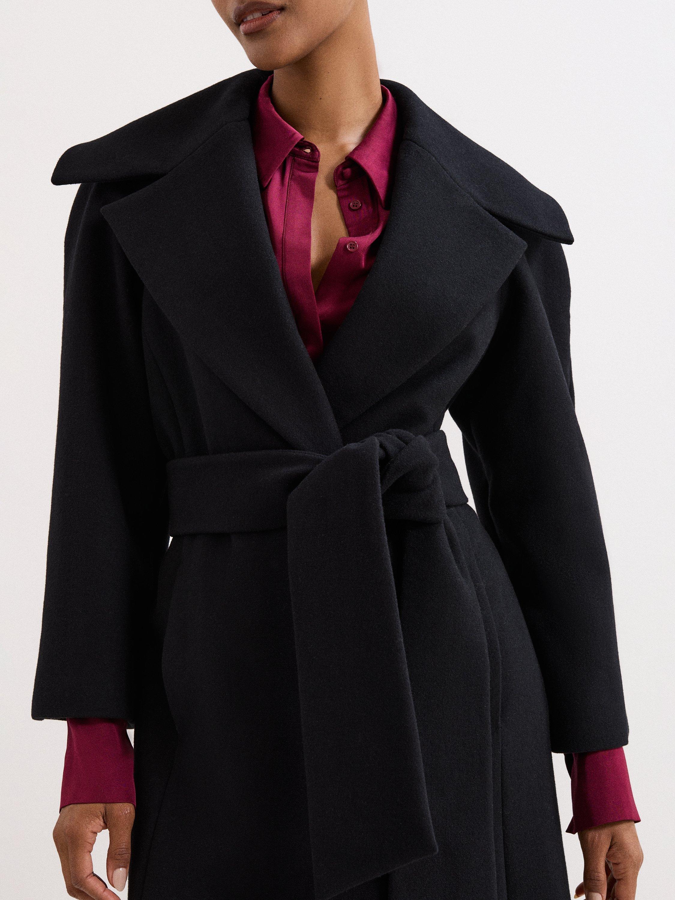 Product image 7 of 8, which shows Phase Eight Annabel Collar Wool Rich Coat, Black, 10