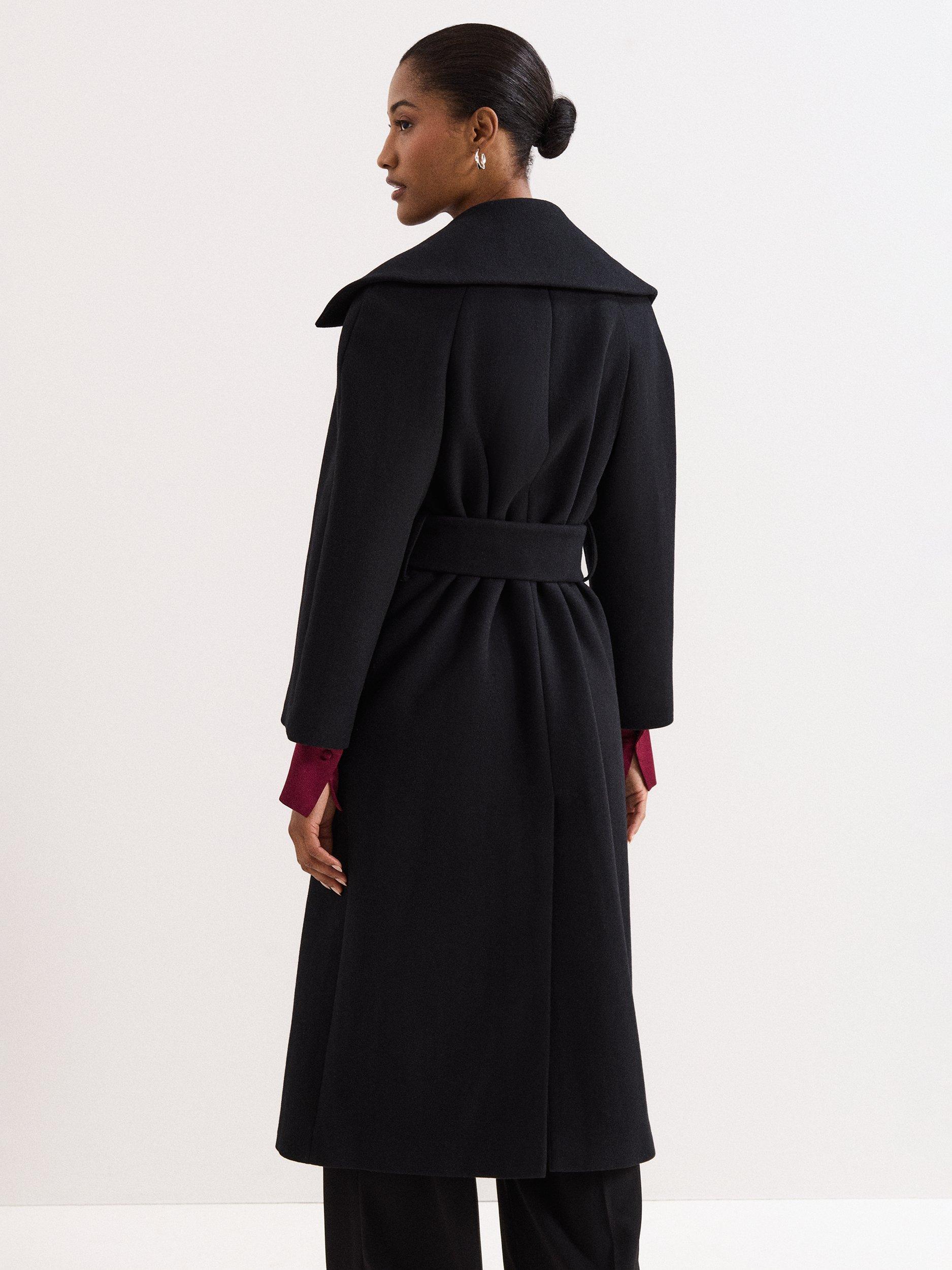 Product image 8 of 8, which shows Phase Eight Annabel Collar Wool Rich Coat, Black, 10