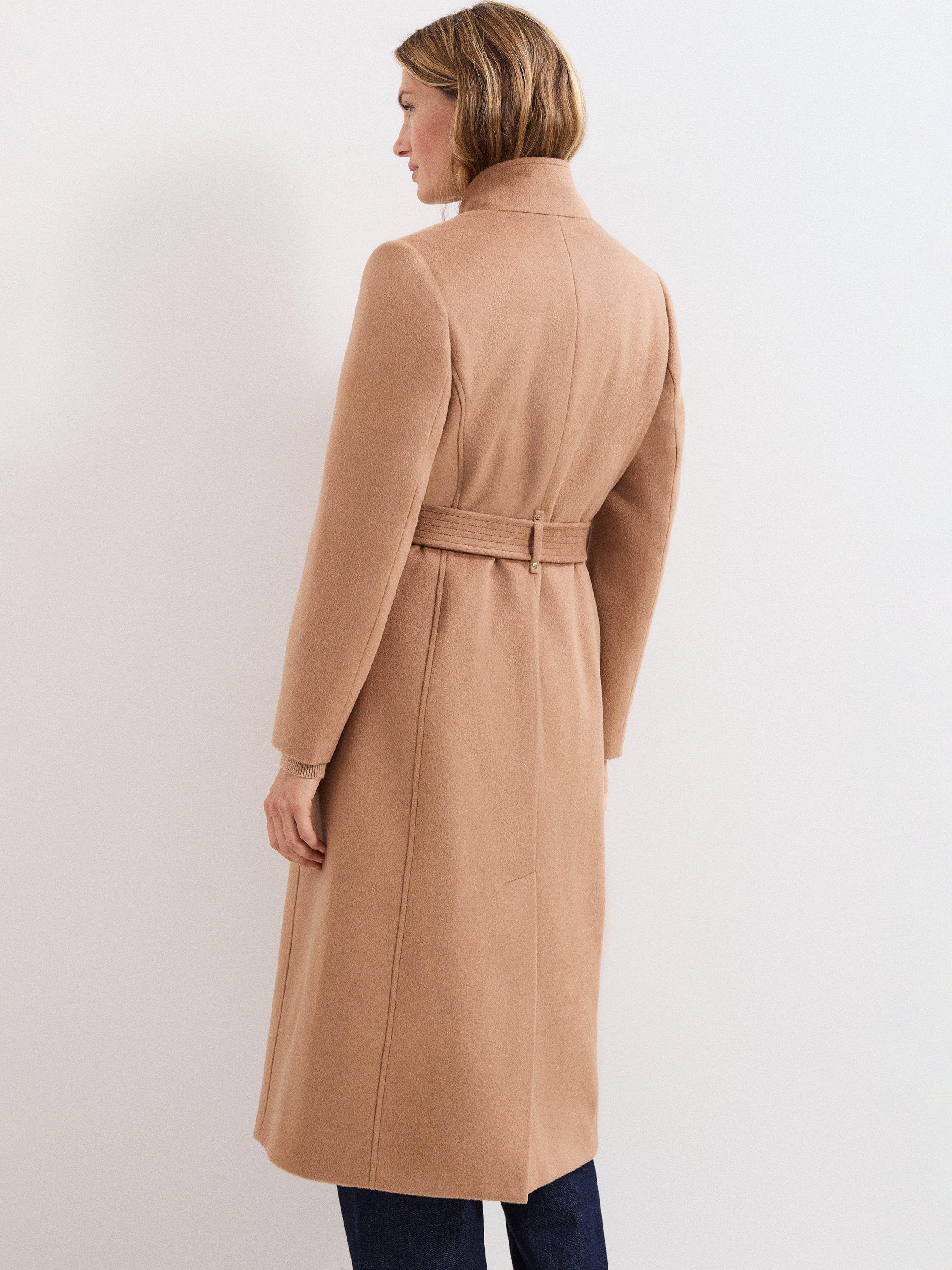 Product image 2 of 10, which shows Phase Eight Charlotte Belted Wool Rich Coat, Camel, 8