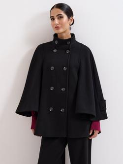 Phase Eight Katlin Double Breasted Cape Coat, Black, Black