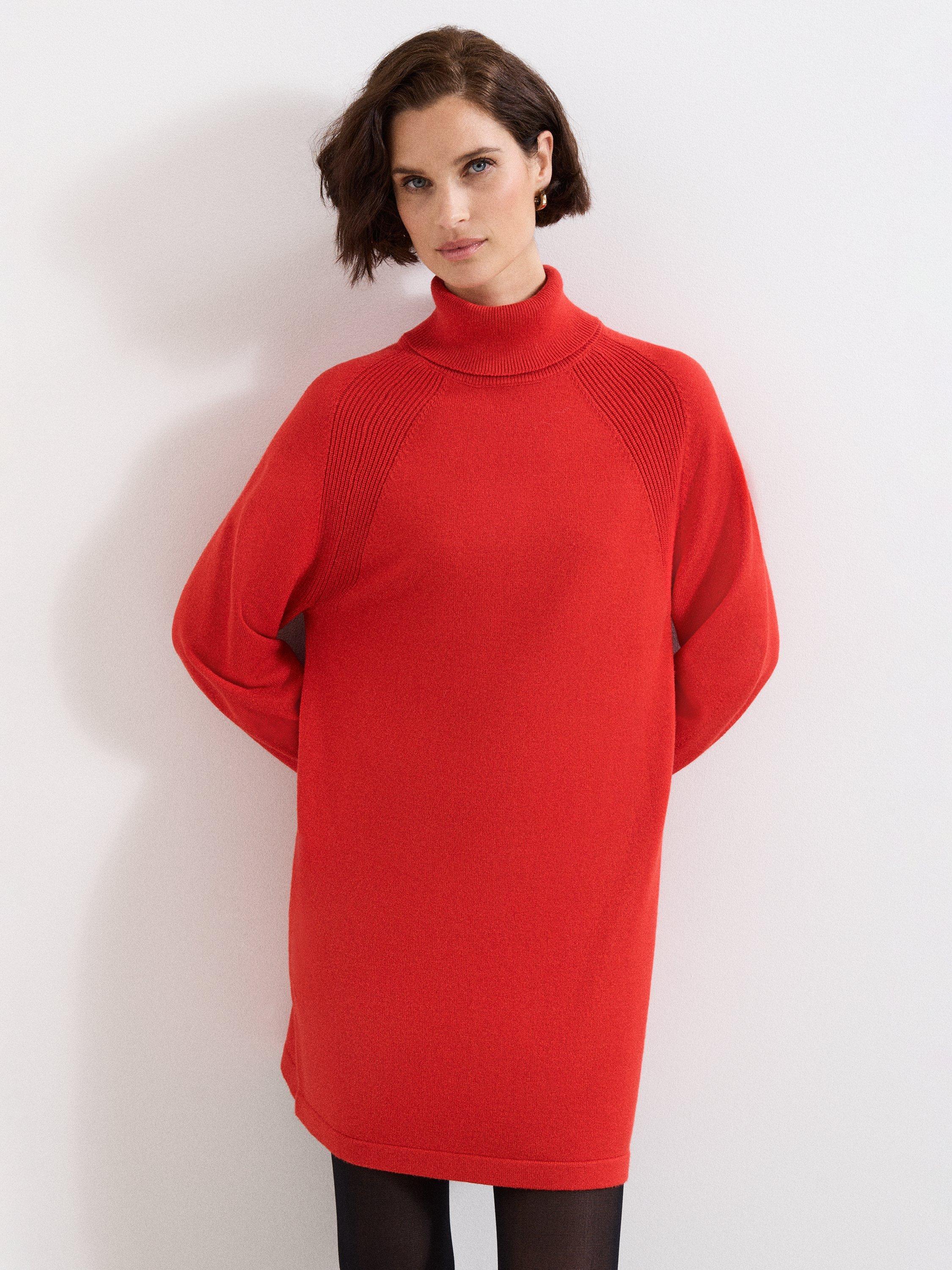 Product image 3 of 8, which shows Phase Eight Ellie Knit Jumper Mini Dress, Orange, 10