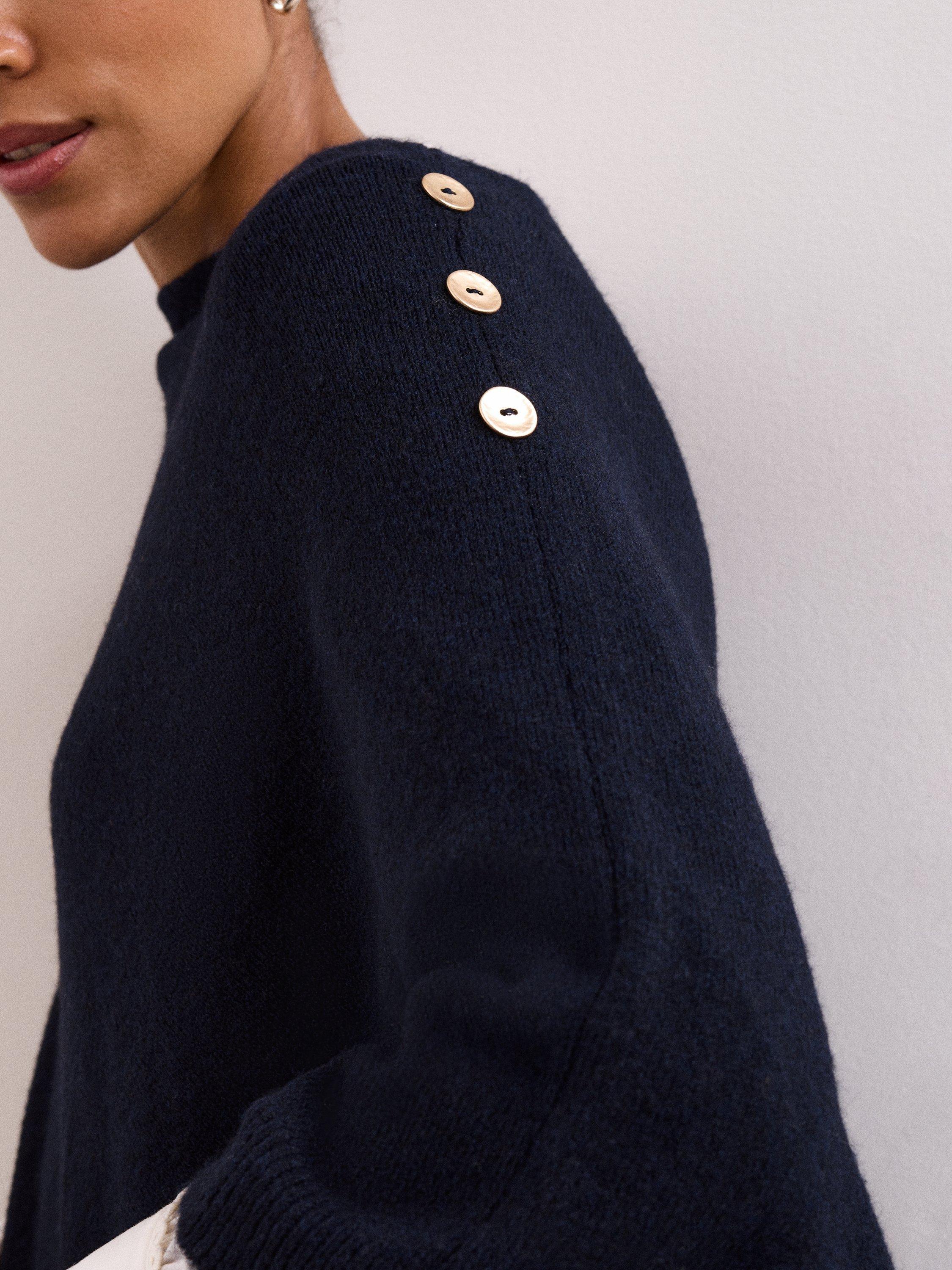 Product image 4 of 7, which shows Phase Eight Smart Knit Poncho Top, Navy, One Size