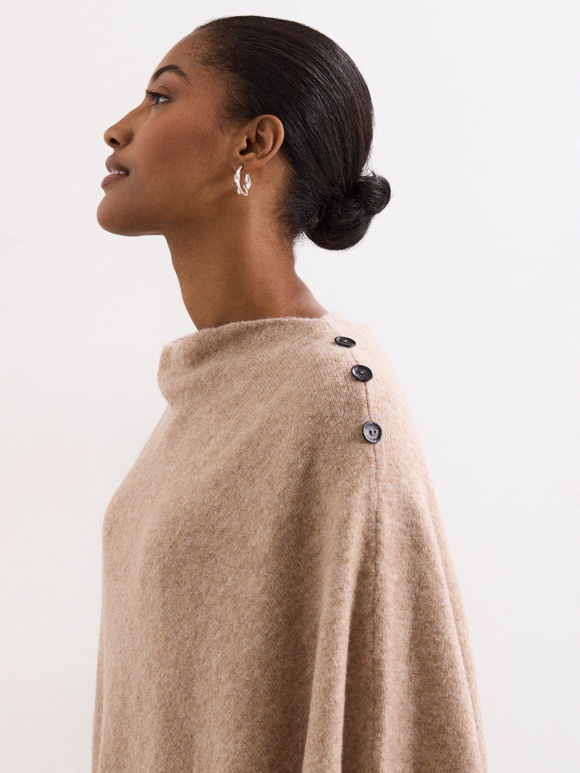 Product image 4 of 8, which shows Phase Eight Smart Knit Poncho Top, Camel, One Size
