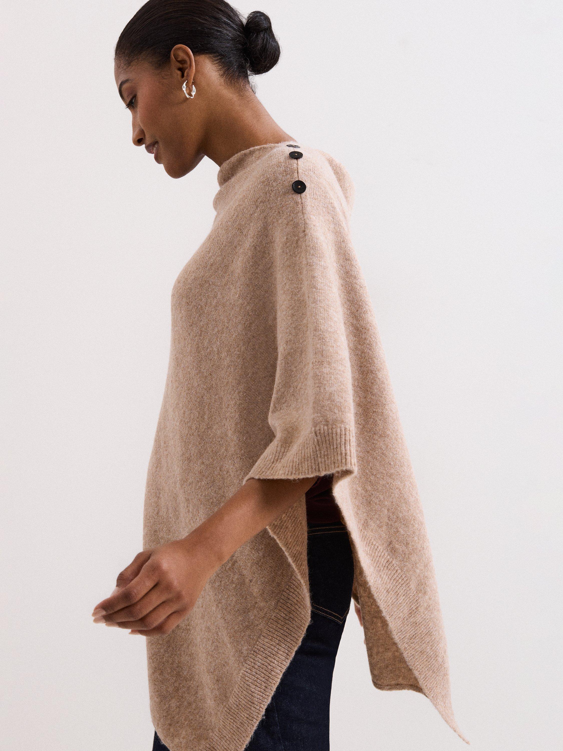 Product image 8 of 8, which shows Phase Eight Smart Knit Poncho Top, Camel, One Size