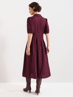 Phase Eight Petite Yasmine Shirt Midi Dress, Burgundy - view 2, Burgundy