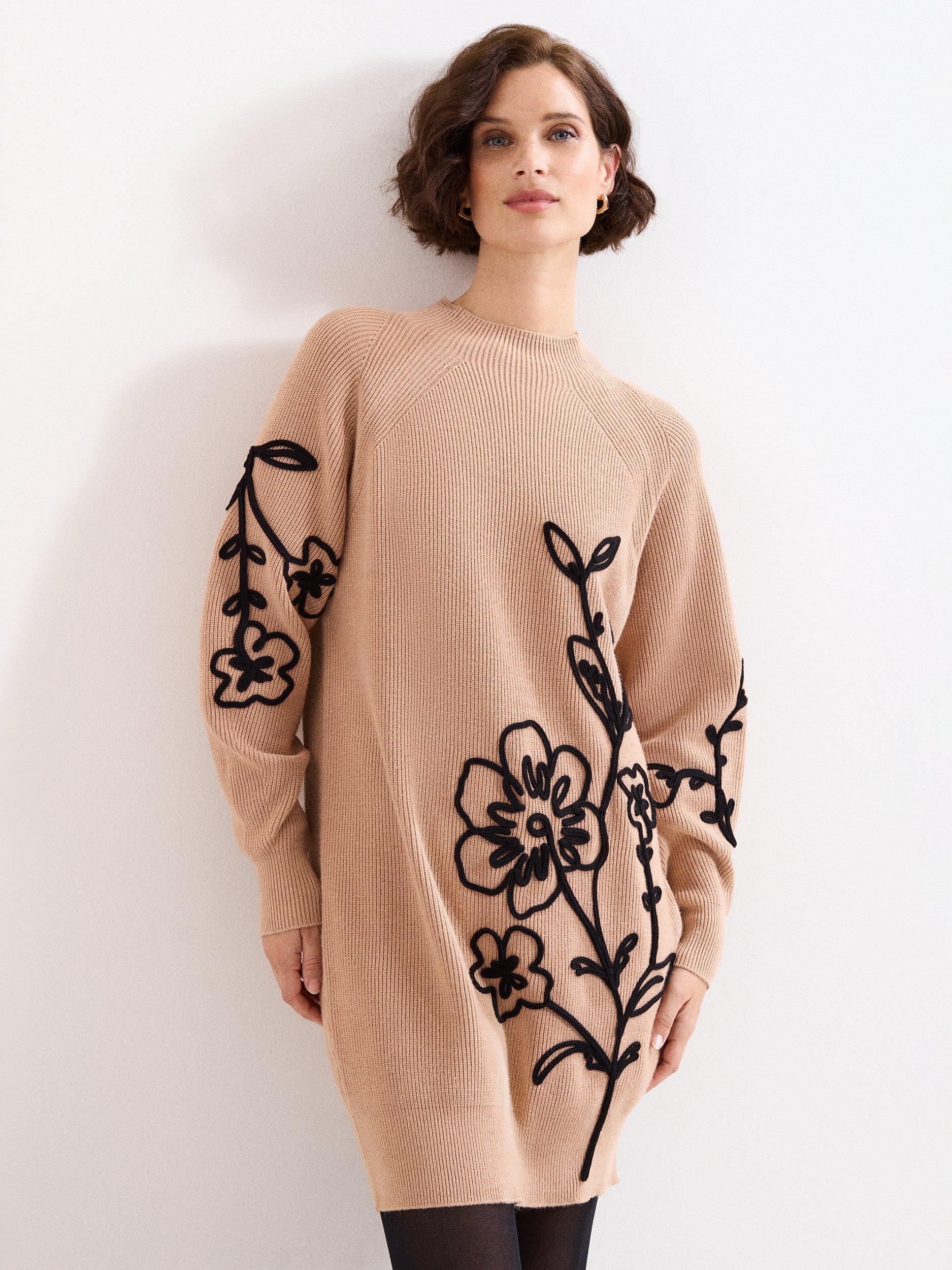 Product image 3 of 7, which shows Phase Eight Rosa Floral Jumper Dress, Tan, XS