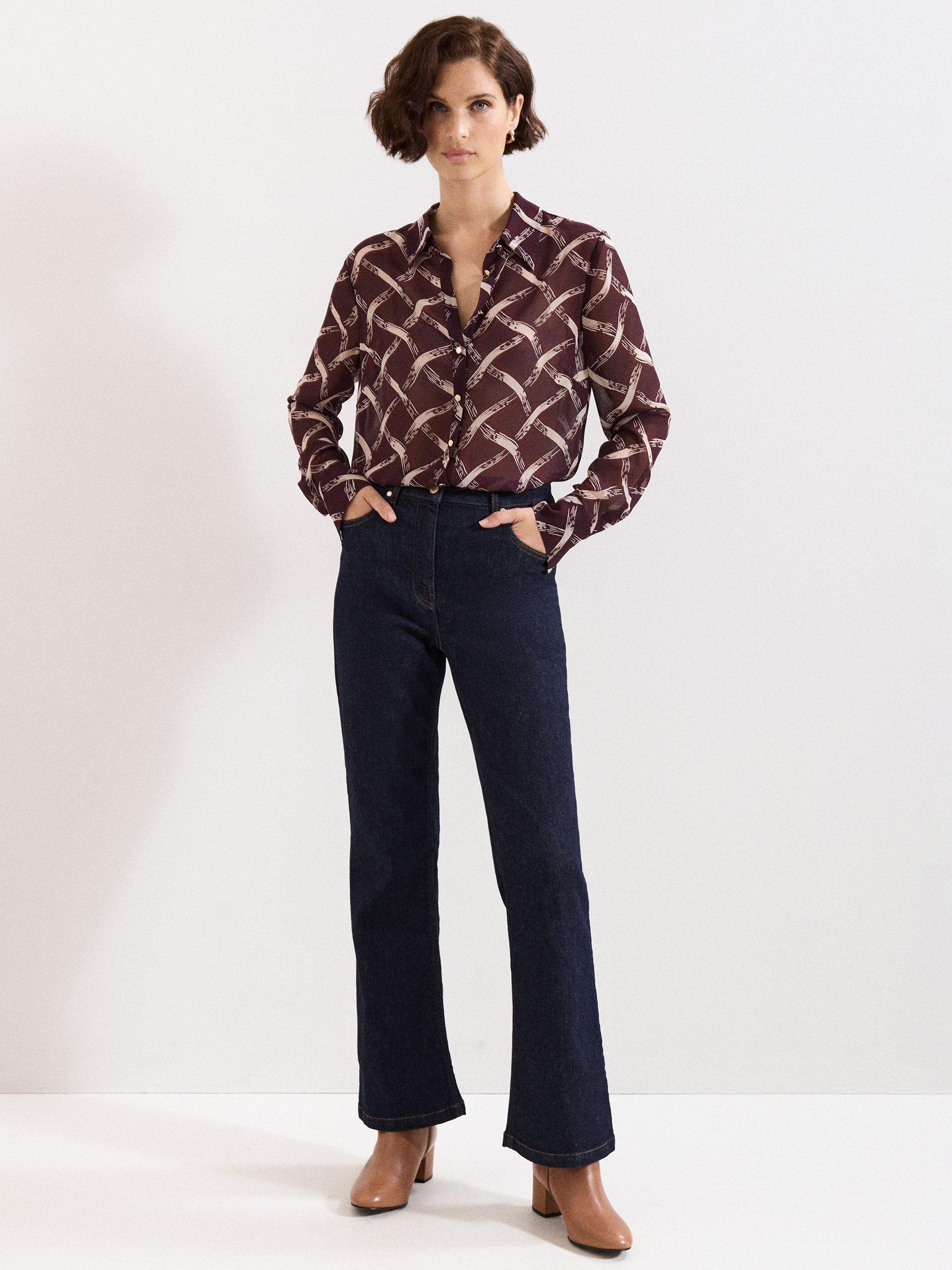 Product image 3 of 8, which shows Phase Eight Olivia Bootcut Jeans, Dark Wash, 8