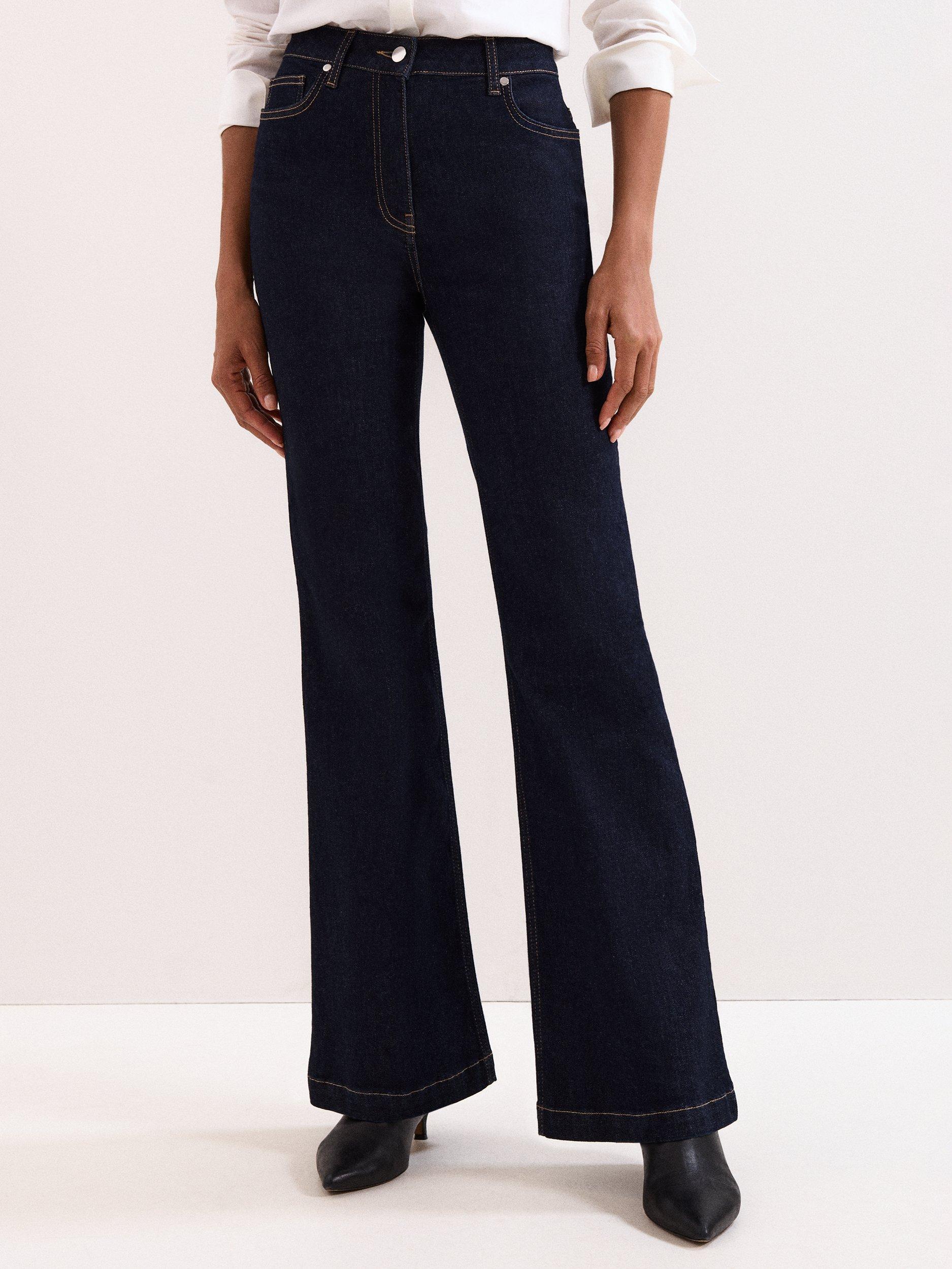 Product image 1 of 8, which shows Phase Eight Petite Olivia Bootcut Jeans, Dark Wash, 6