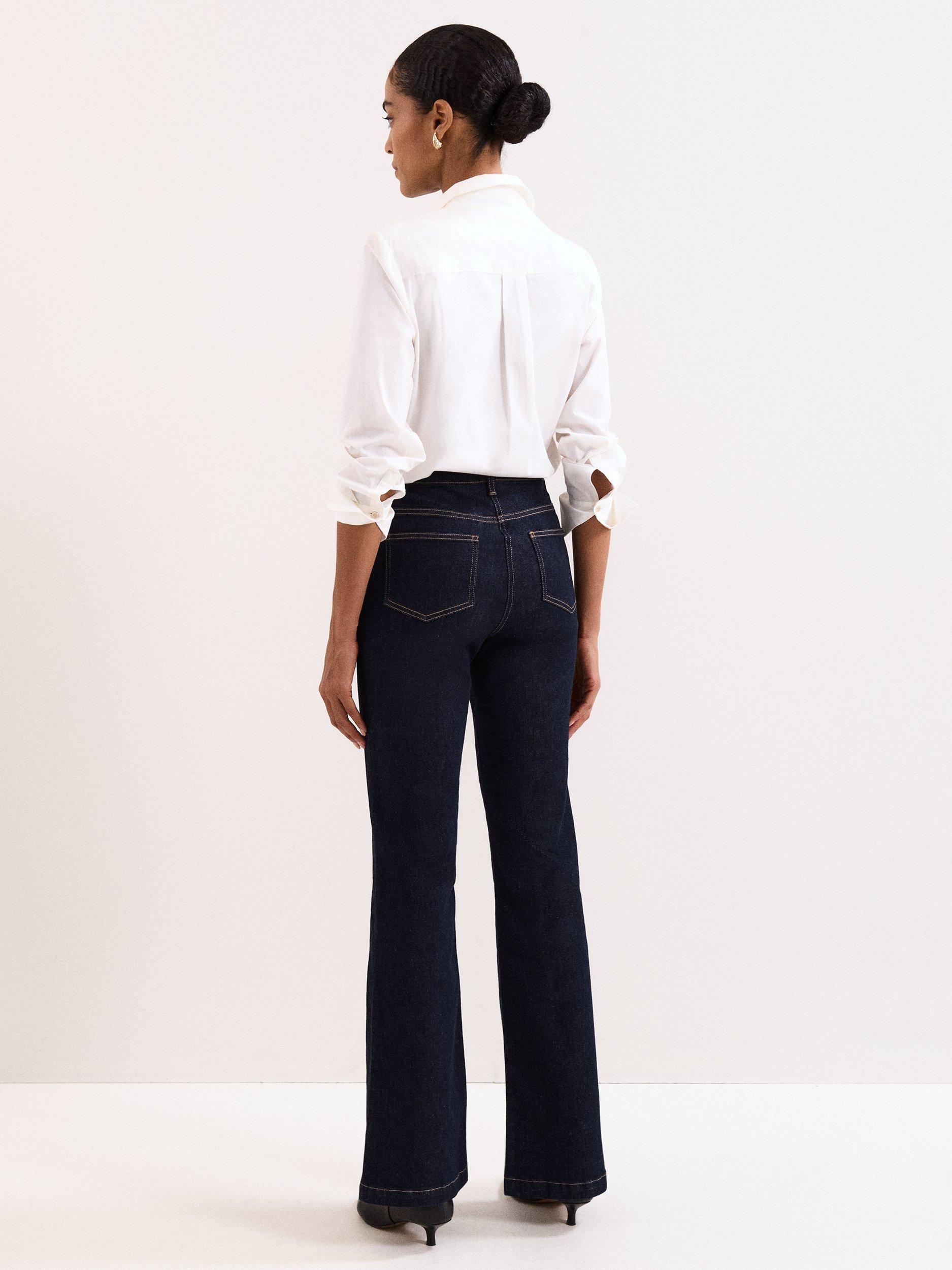 Product image 2 of 8, which shows Phase Eight Petite Olivia Bootcut Jeans, Dark Wash, 6