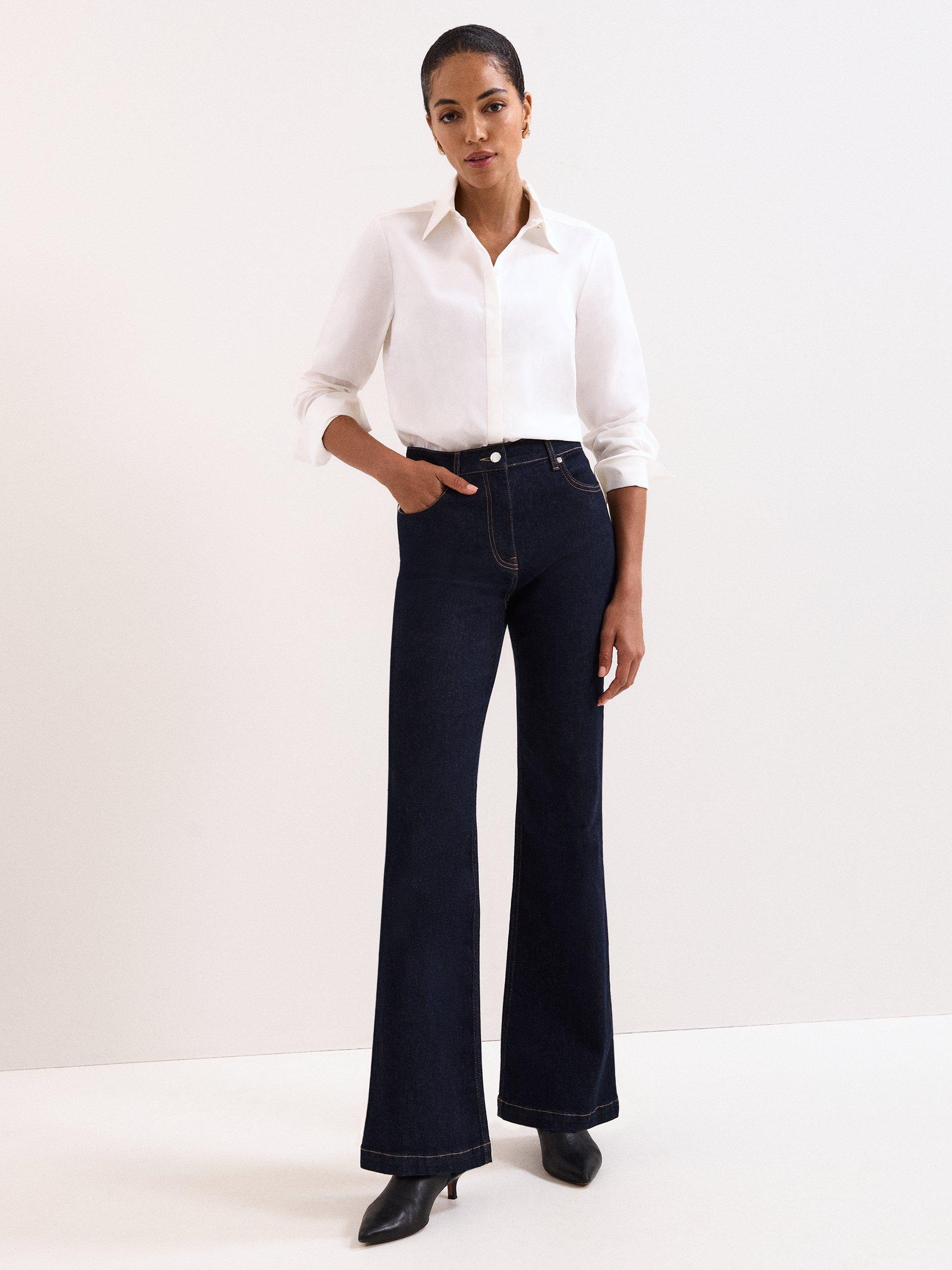 Product image 3 of 8, which shows Phase Eight Petite Olivia Bootcut Jeans, Dark Wash, 6