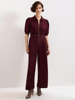 Phase Eight Candice Wide Leg Jumpsuit, Burgundy, Burgundy