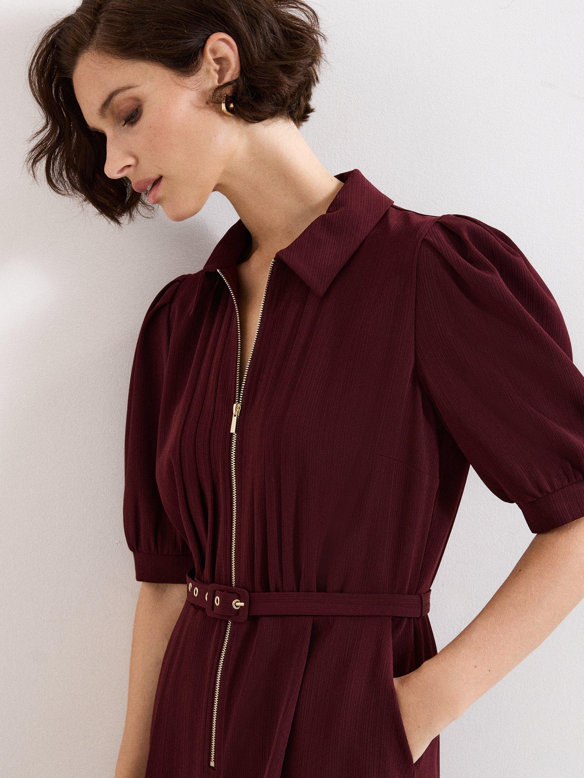 Product image 7 of 8, which shows Phase Eight Candice Wide Leg Jumpsuit, Burgundy, 6