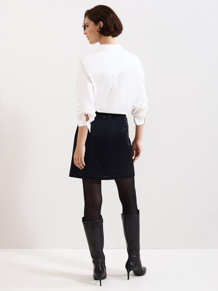 Phase Eight Iona Diamond Faux Leather Mini Skirt, Navy - view 2, Navy