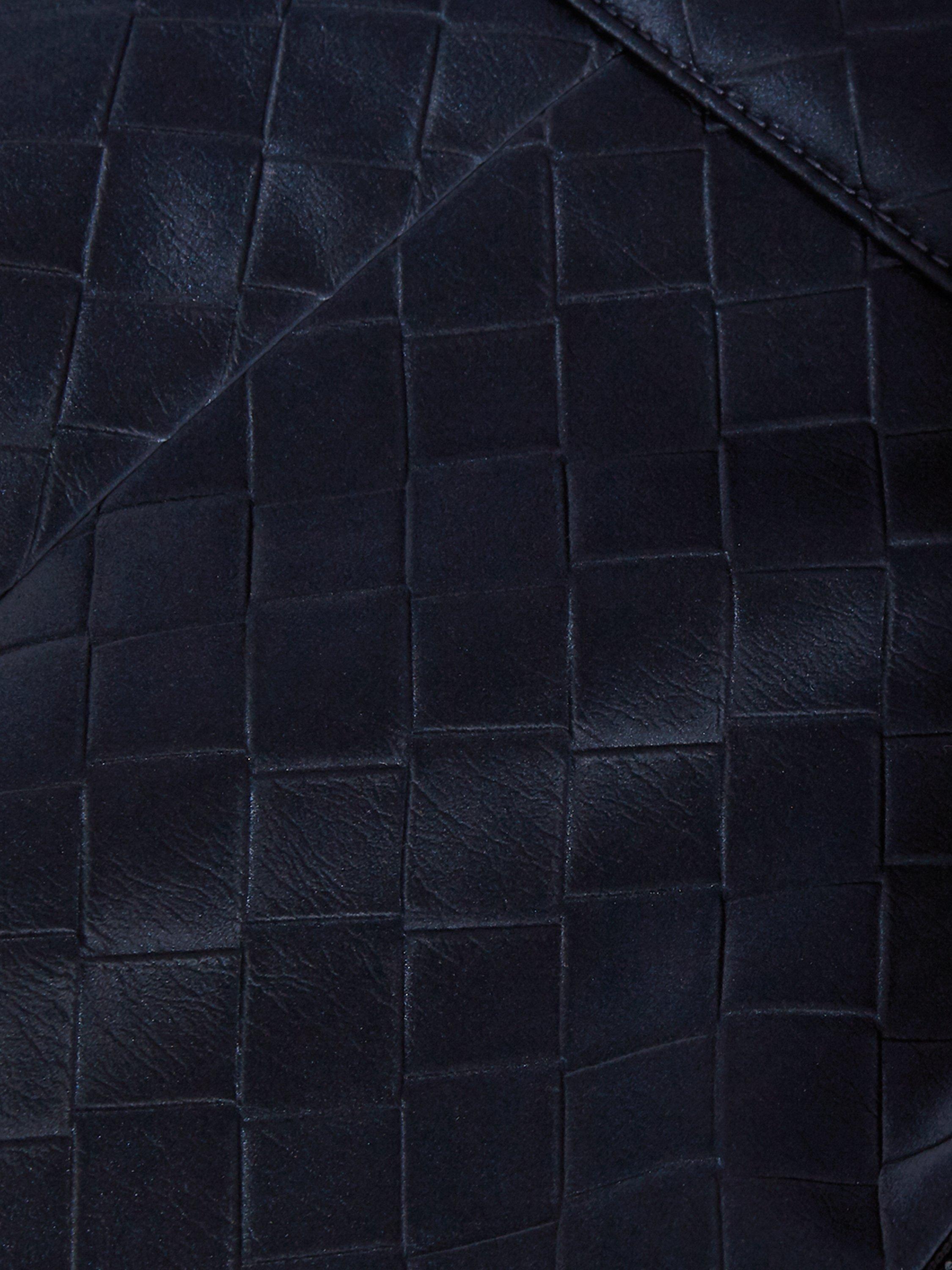 Product image 6 of 8, which shows Phase Eight Iona Diamond Faux Leather Mini Skirt, Navy, 10