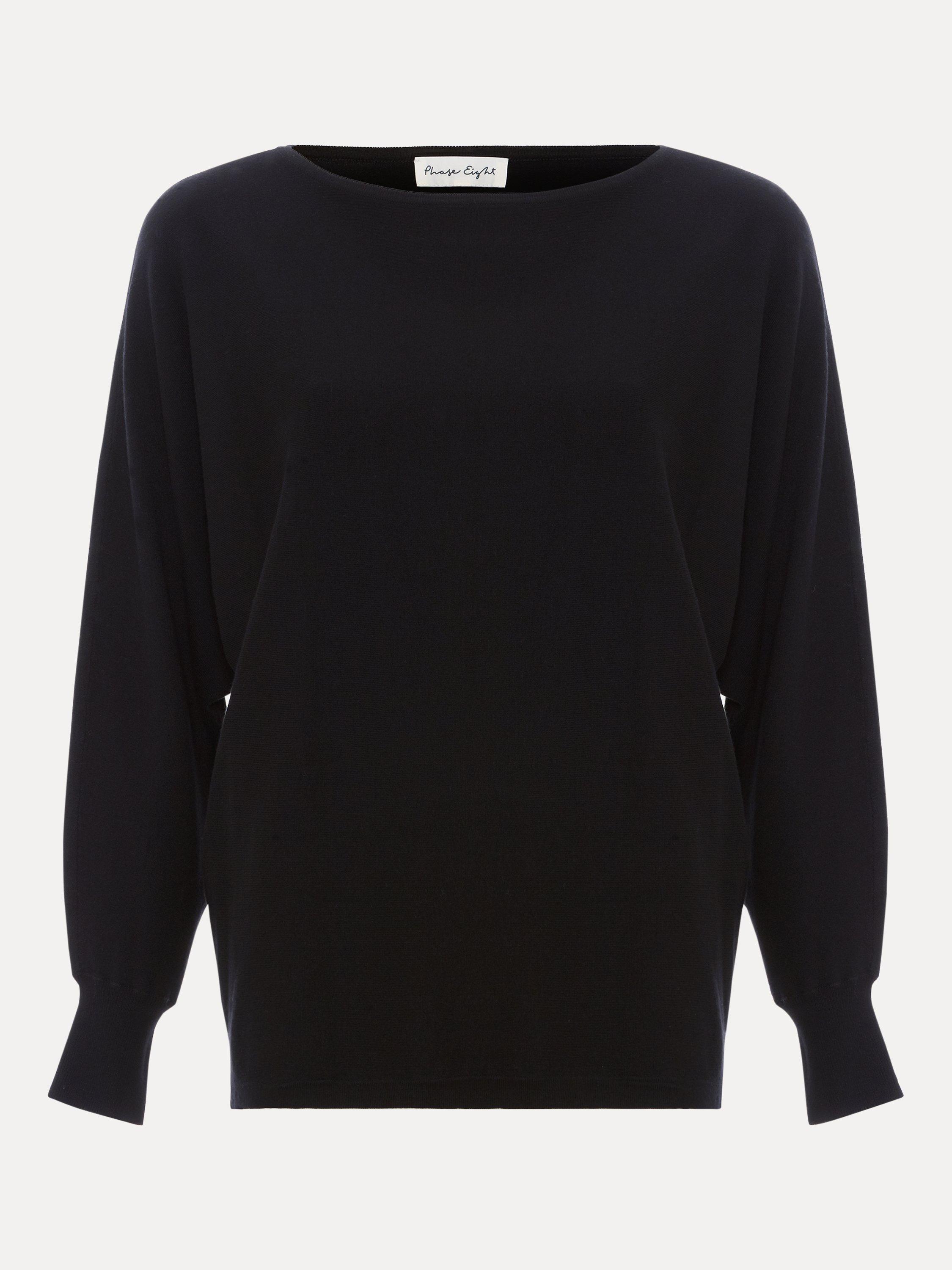 Product image 5 of 8, which shows Phase Eight Christine Batwing Longline Jumper, Black, XS