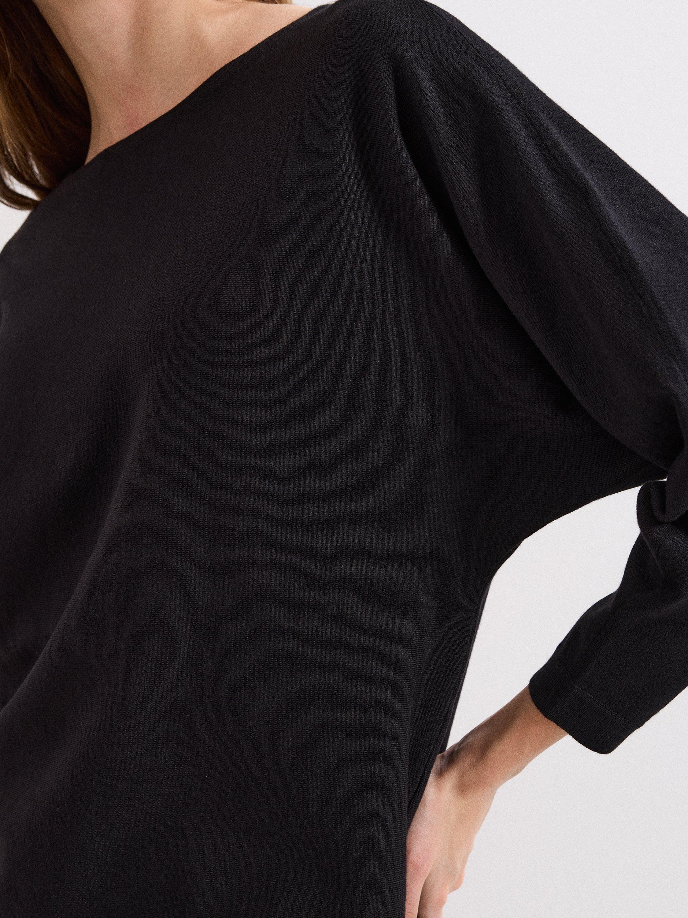Product image 7 of 8, which shows Phase Eight Christine Batwing Longline Jumper, Black, XS