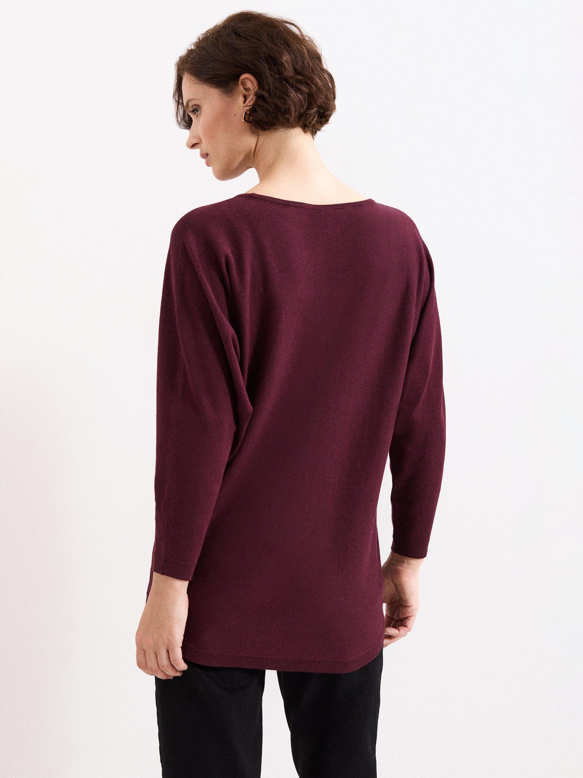 Product image 2 of 8, which shows Phase Eight Christine Batwing Longline Jumper, Burgundy, XS