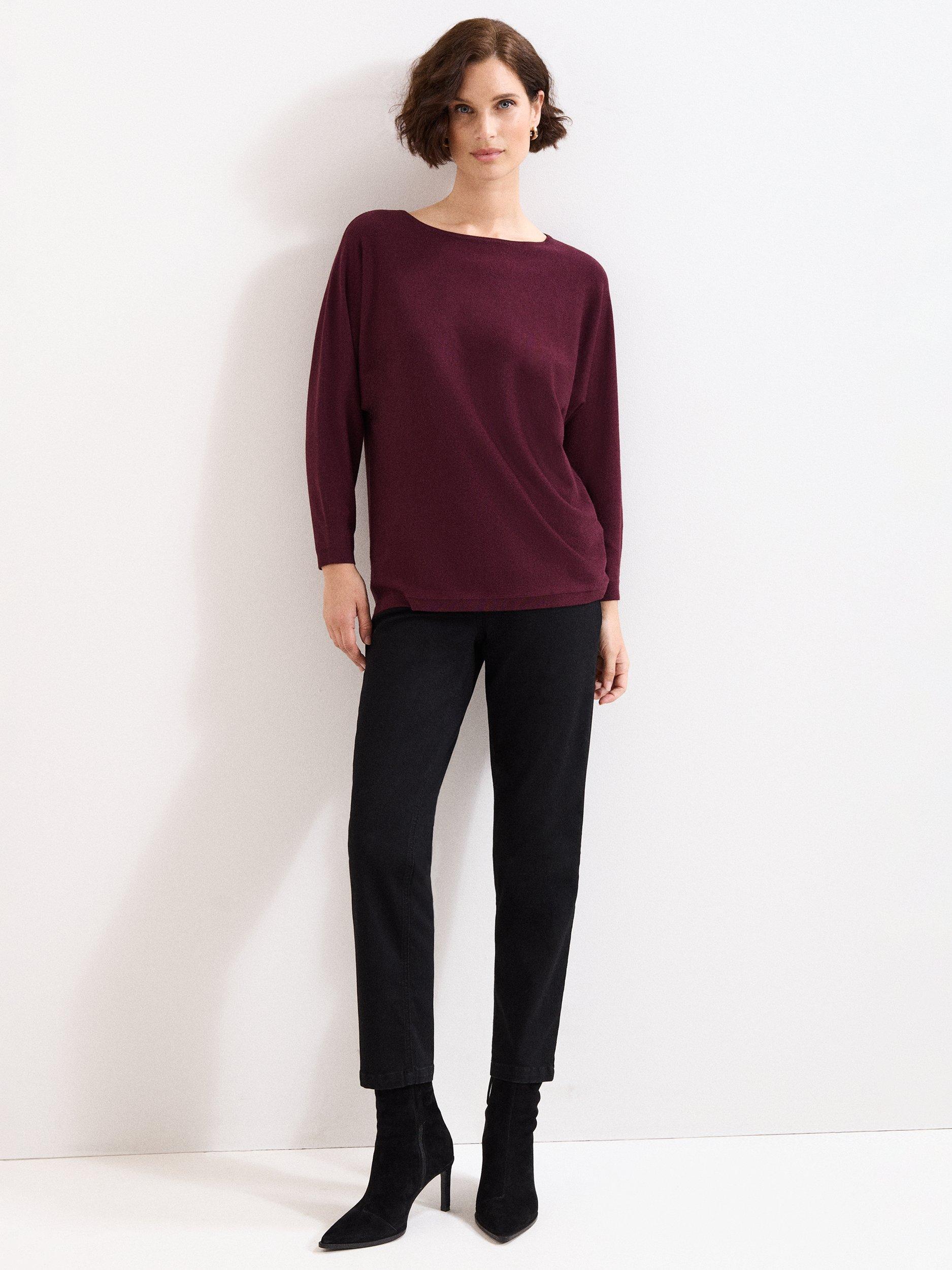 Product image 3 of 8, which shows Phase Eight Christine Batwing Longline Jumper, Burgundy, XS