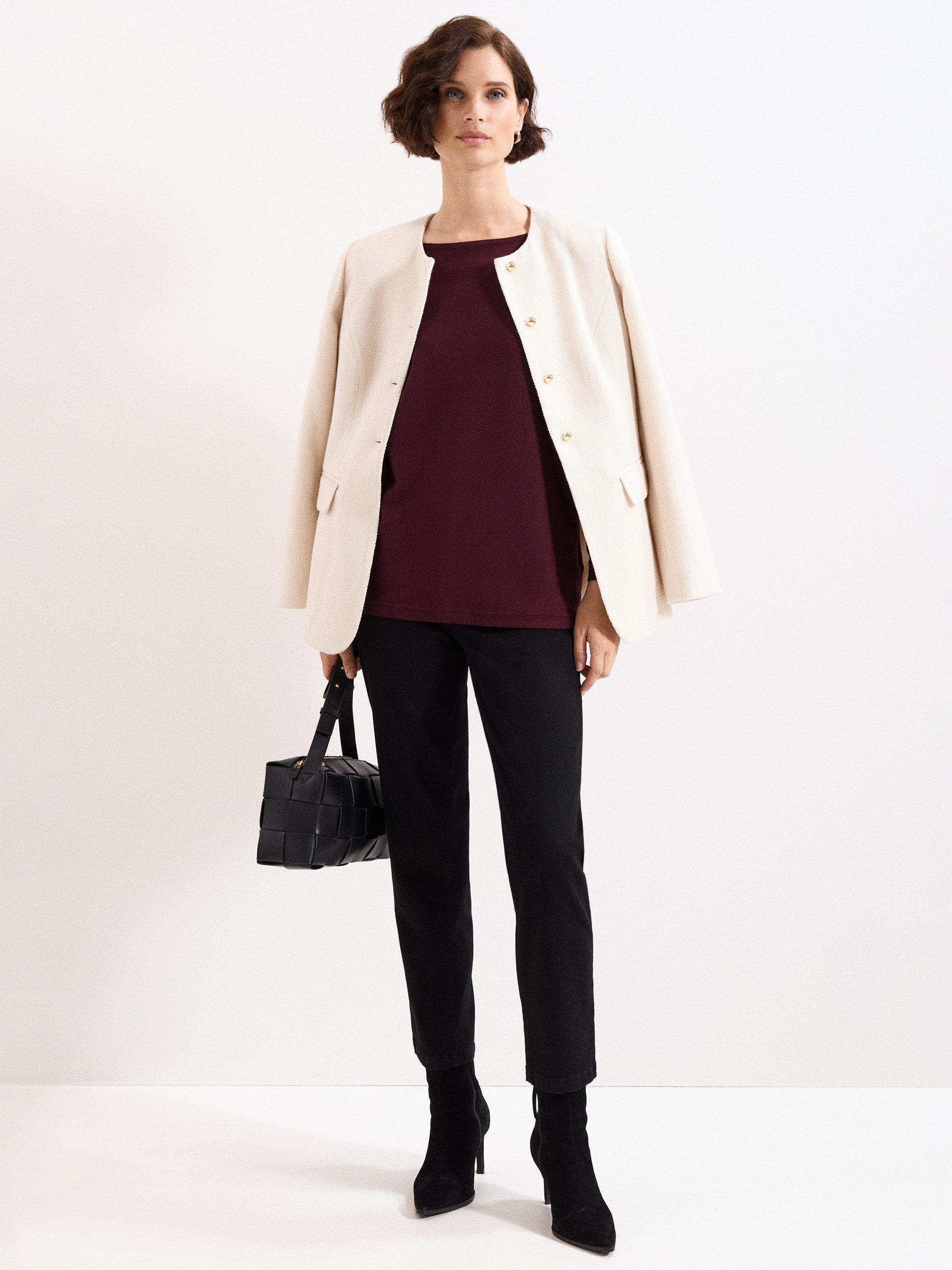 Product image 8 of 8, which shows Phase Eight Christine Batwing Longline Jumper, Burgundy, XS