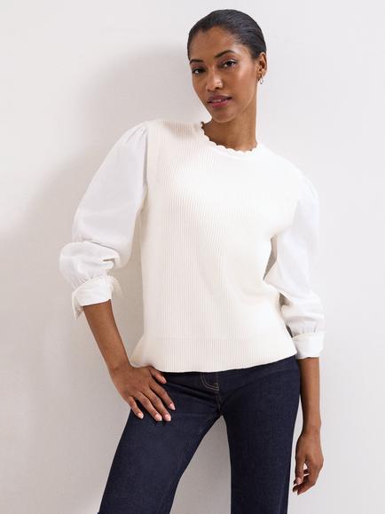 Phase Eight Fleur Layered Top, Winter White, Winter White