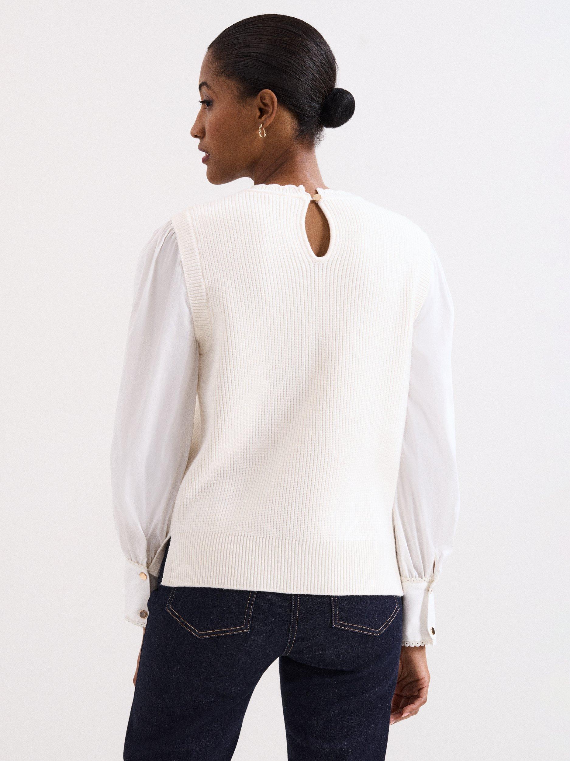 Product image 2 of 9, which shows Phase Eight Fleur Layered Top, Winter White, XS