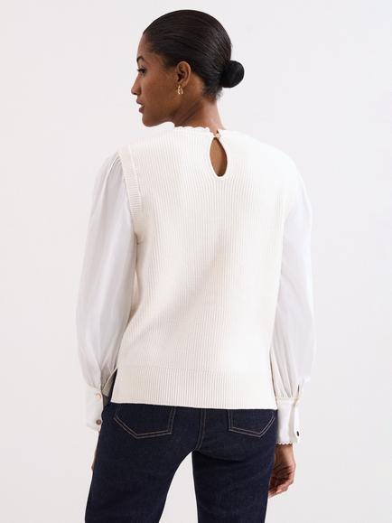 Phase Eight Fleur Layered Top, Winter White - view 2, Winter White