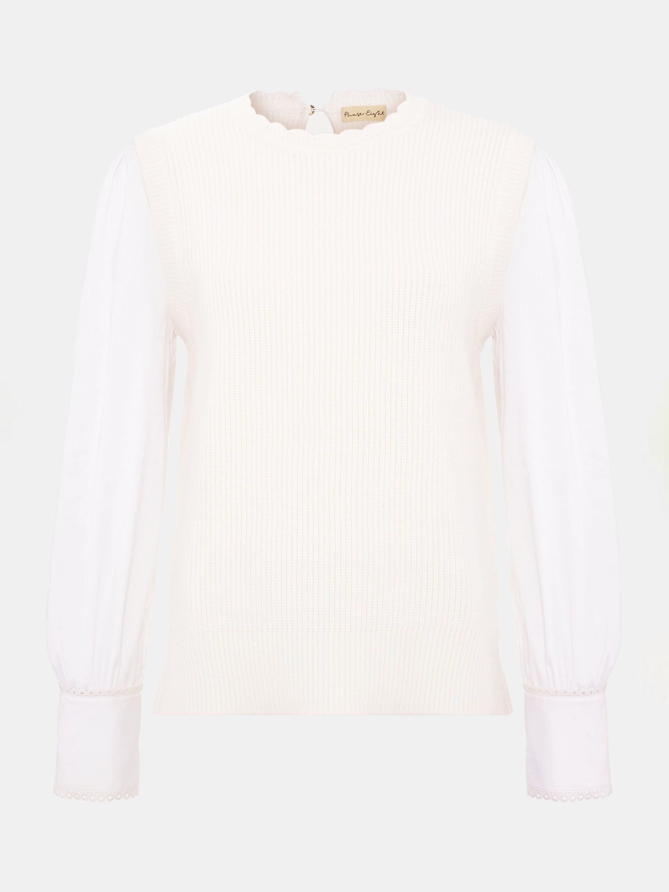 Product image 5 of 9, which shows Phase Eight Fleur Layered Top, Winter White, XS