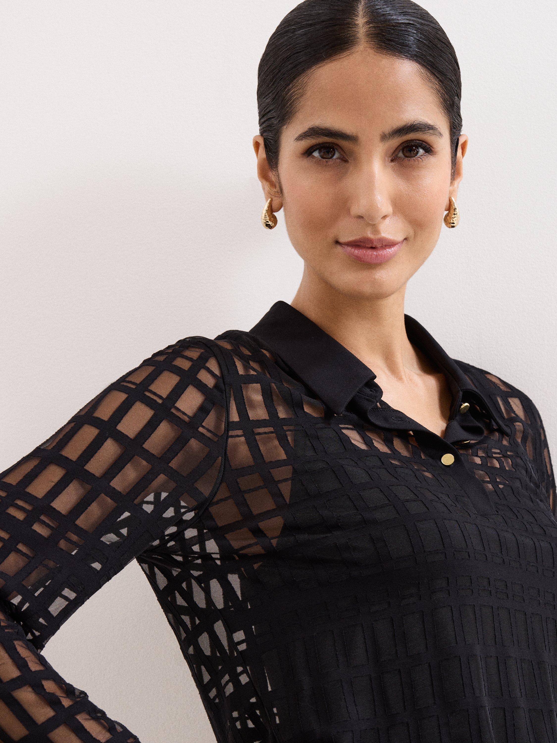 Product image 4 of 8, which shows Phase Eight Kennedy Burnout Top, Black, 8