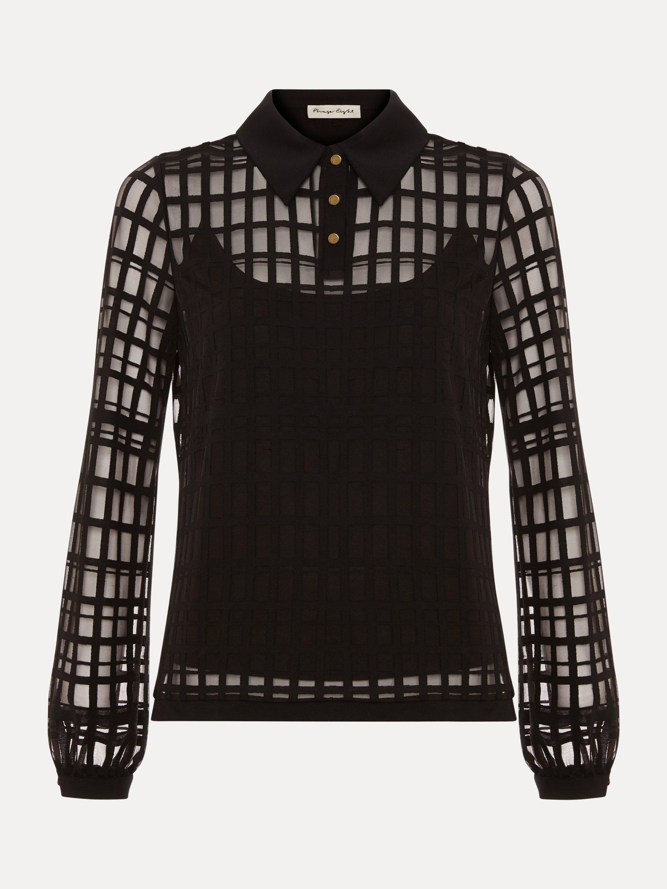 Product image 5 of 8, which shows Phase Eight Kennedy Burnout Top, Black, 8