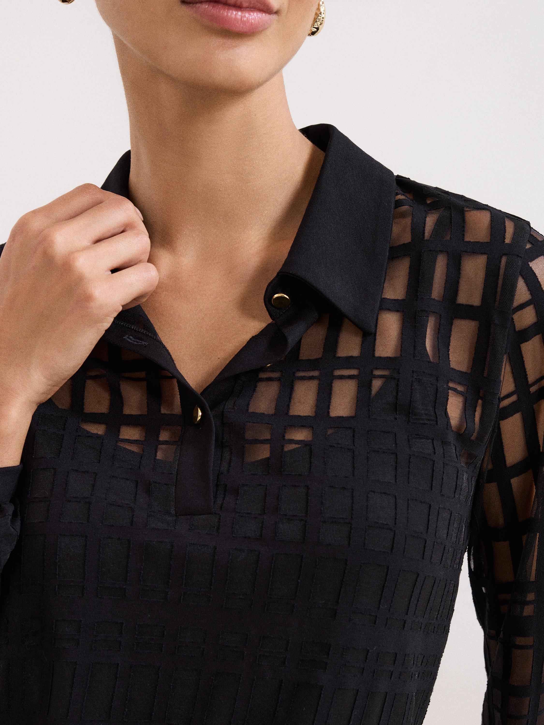 Product image 7 of 8, which shows Phase Eight Kennedy Burnout Top, Black, 8