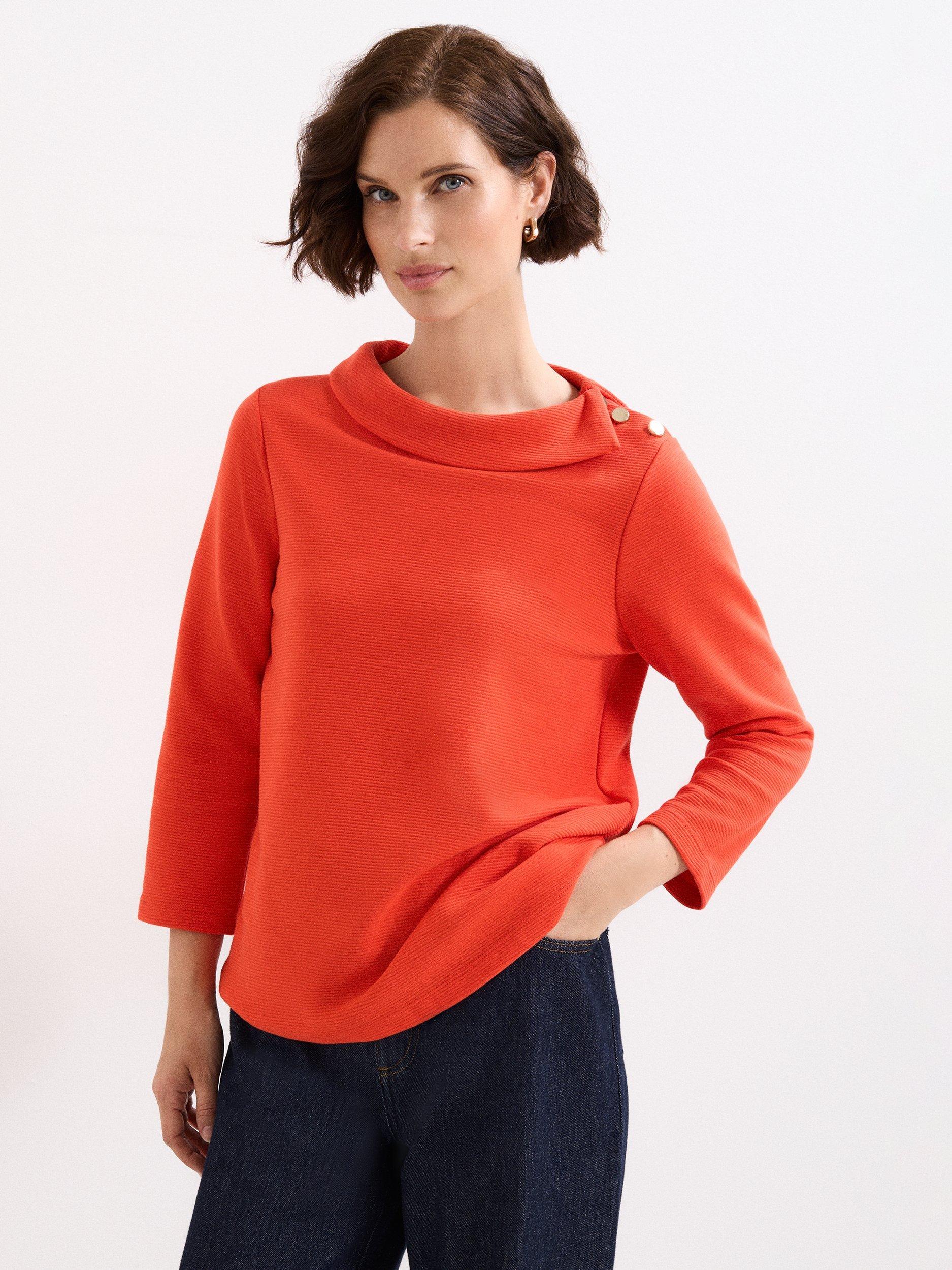 Product image 1 of 8, which shows Phase Eight Remy Textured Shoulder Detail Top, Red, 8