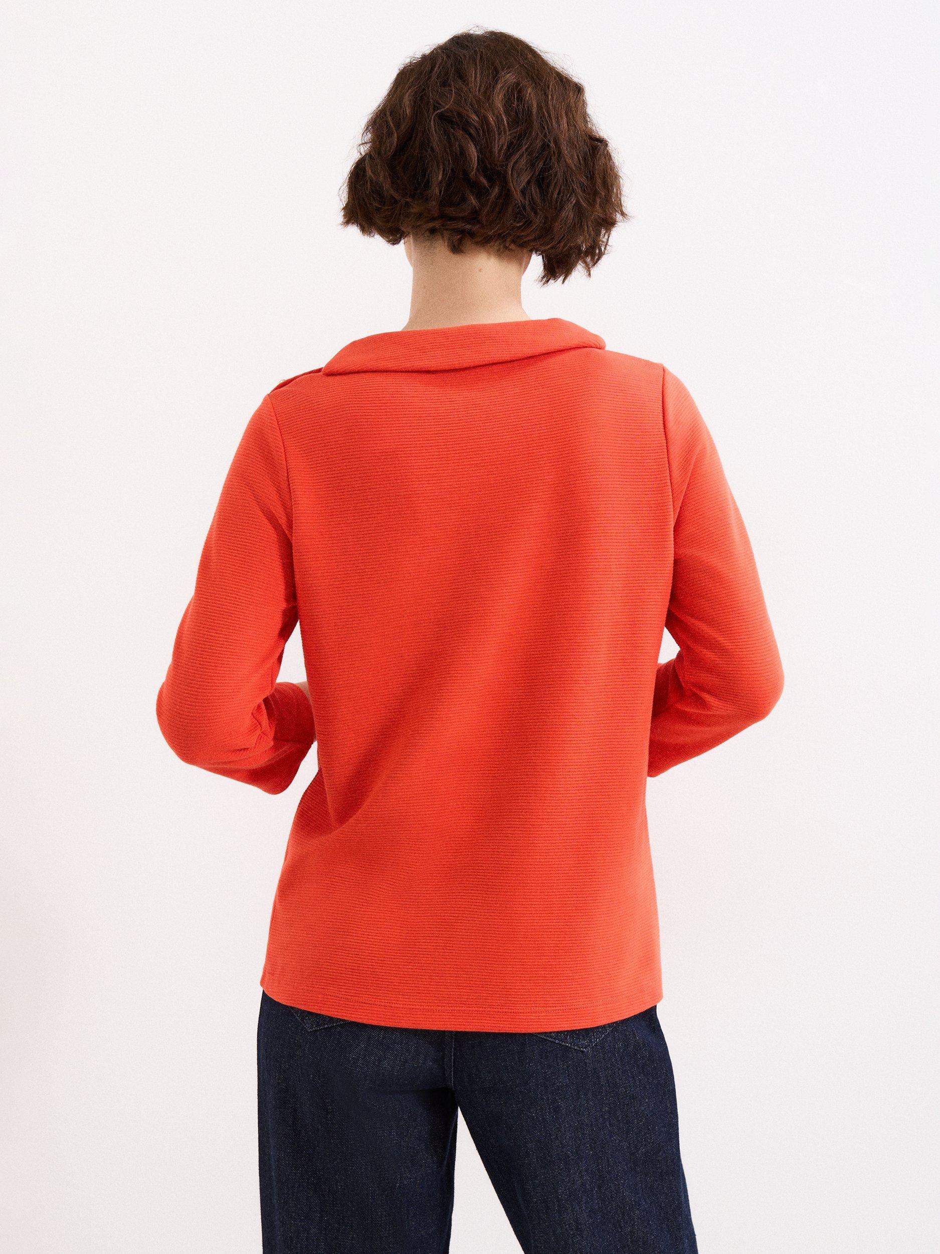 Product image 2 of 8, which shows Phase Eight Remy Textured Shoulder Detail Top, Red, 8