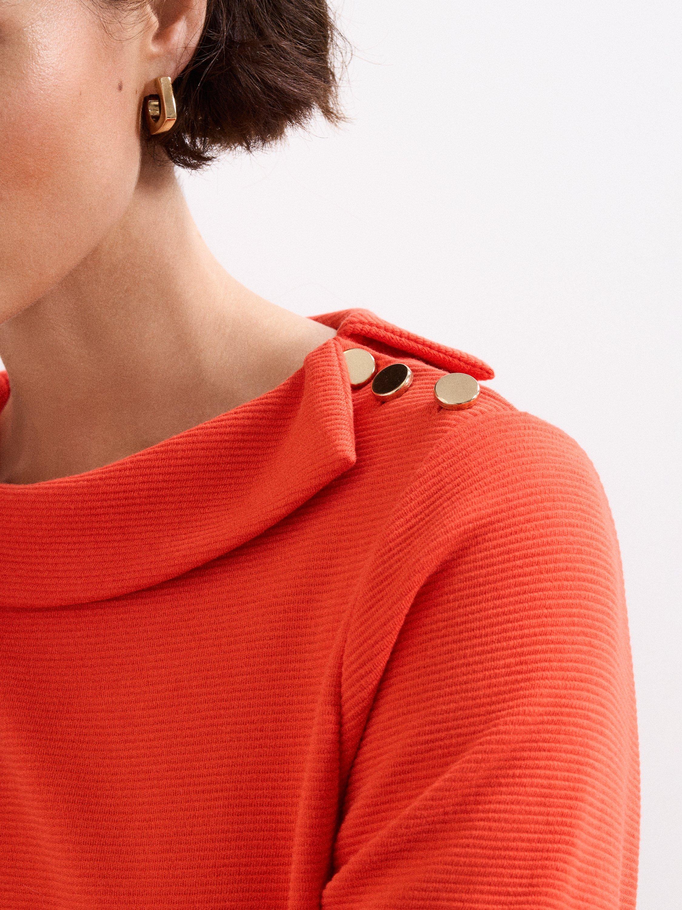 Product image 8 of 8, which shows Phase Eight Remy Textured Shoulder Detail Top, Red, 8