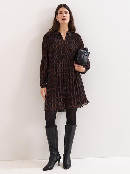 Phase Eight Ella Swing Dress, Black/Multi, Black/Multi