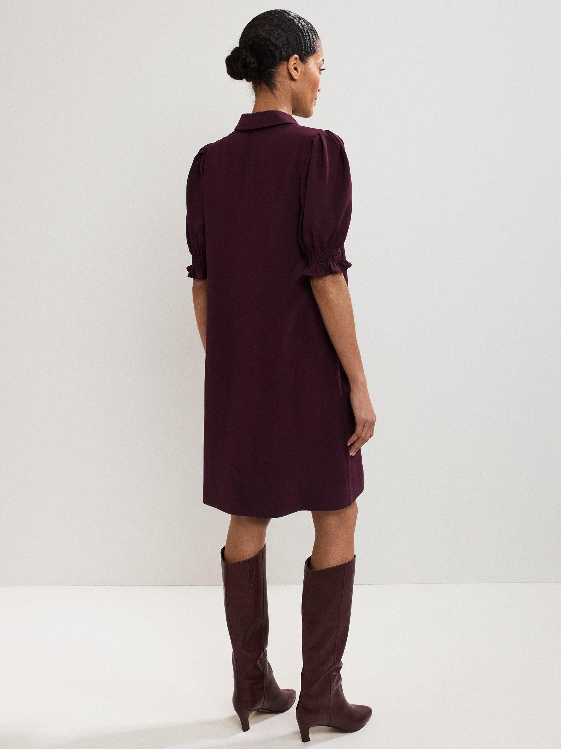 Product image 2 of 8, which shows Phase Eight Petite Candice Mini Dress, Burgundy, 6