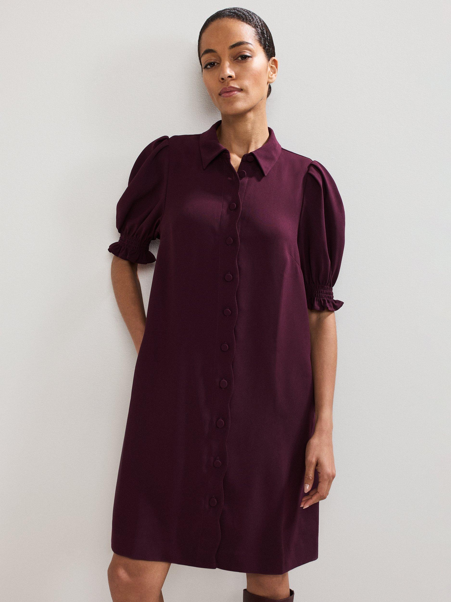 Product image 3 of 8, which shows Phase Eight Petite Candice Mini Dress, Burgundy, 6