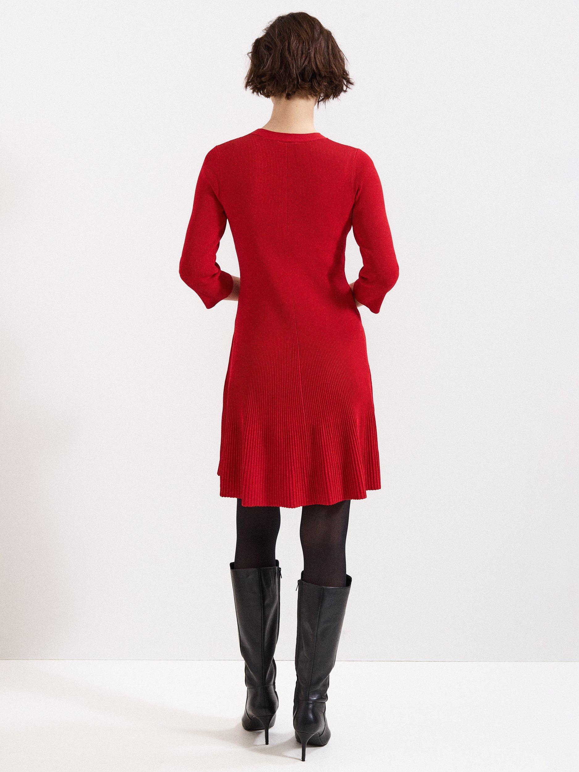 Product image 2 of 8, which shows Phase Eight Rachel Knit Swing Dress, Dark Red, 6