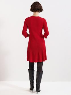 Phase Eight Rachel Knit Swing Dress, Dark Red - view 2, Dark Red