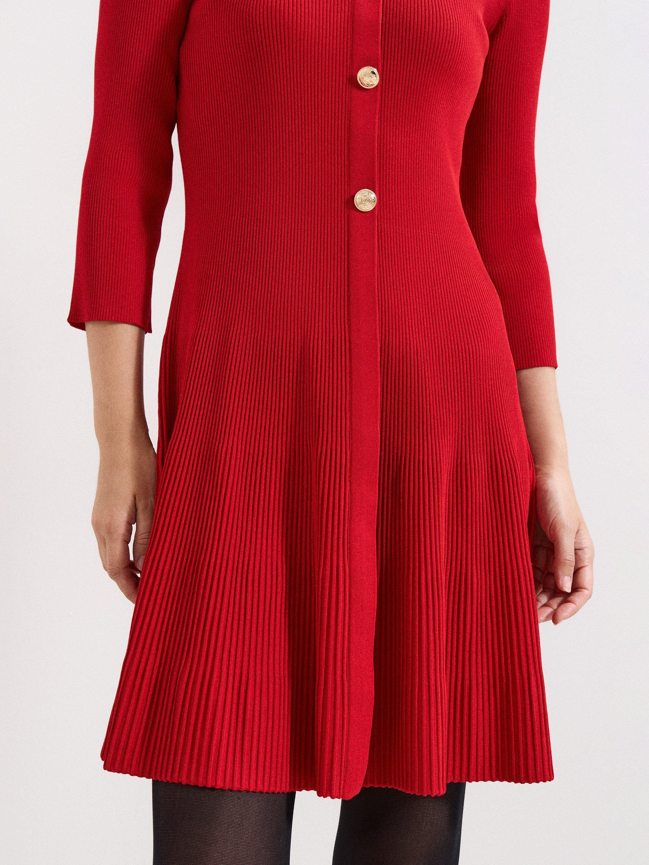 Product image 8 of 8, which shows Phase Eight Rachel Knit Swing Dress, Dark Red, 6