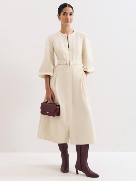 Phase Eight Tilliana Textured Midi Dress, Ivory, Ivory