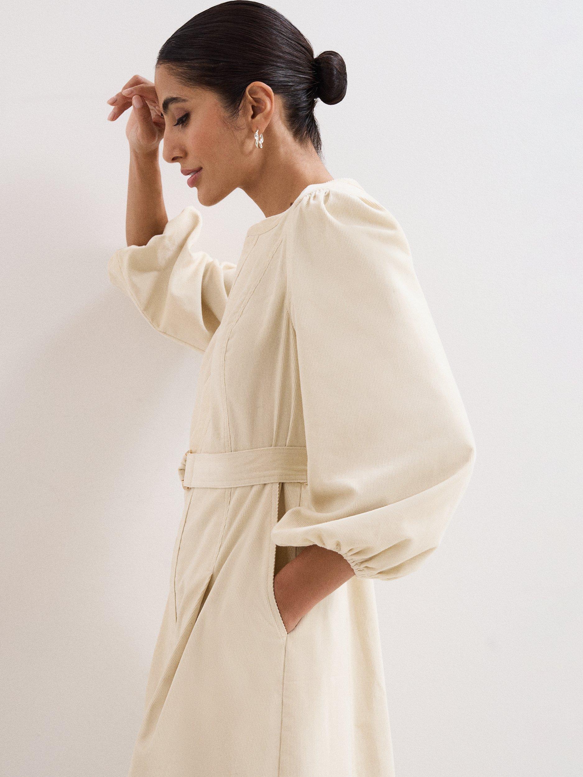 Phase Eight Tilliana Textured Midi Dress, Ivory