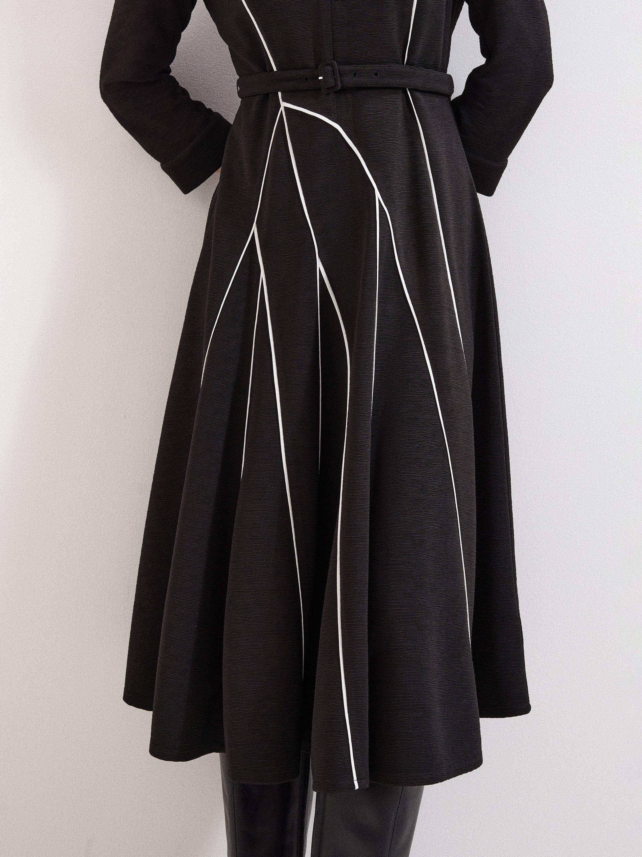 Product image 8 of 8, which shows Phase Eight Tilly Contrast Trim Dress, Black/Ivory, 6