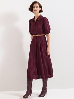 Phase Eight Yasmine Textured Shirt Midi Dress, Burgundy, Burgundy