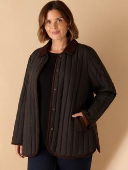 Live Unlimited Curve Corduroy Collar Quilted Jacket, Black - view 2, Black