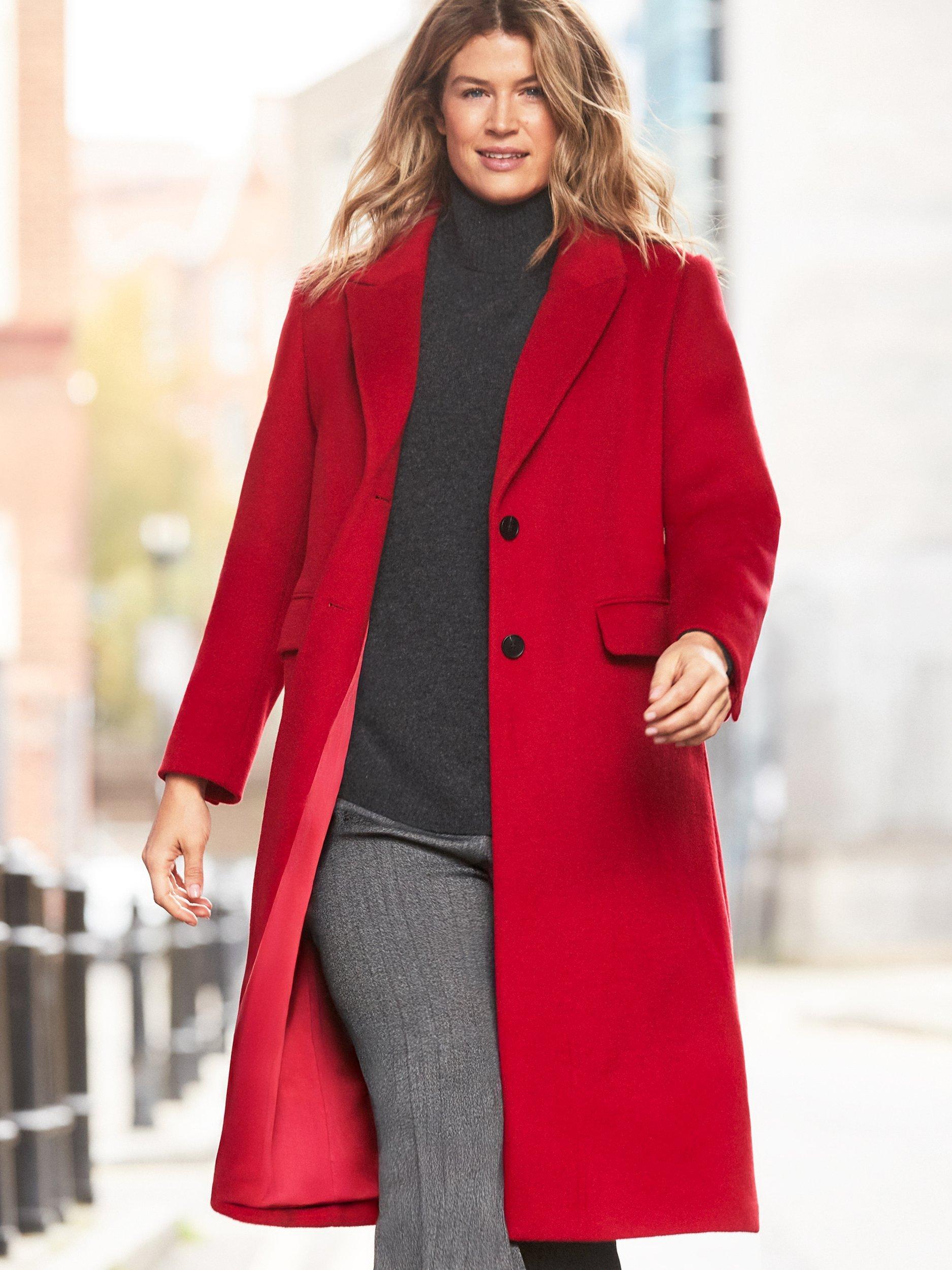 Product image 1 of 6, which shows Live Unlimited Curve Wool Blend Tailored Coat, Red, 20