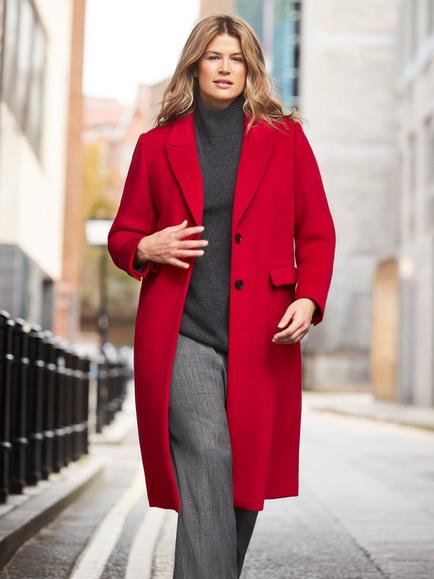 Live Unlimited Curve Wool Blend Tailored Coat, Red - view 2, Red