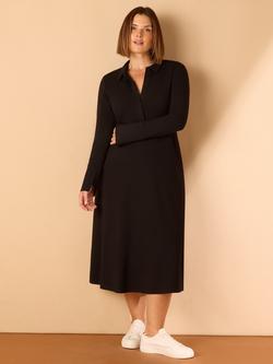 Live Unlimited Curve Polo Collar Jersey Midi Dress, Black, Black