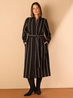 Live Unlimited Curve Stripe Shirt Dress, Black, Black
