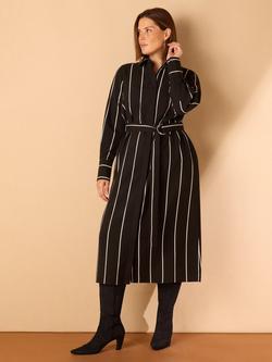 Live Unlimited Curve Stripe Shirt Dress, Black - view 2, Black