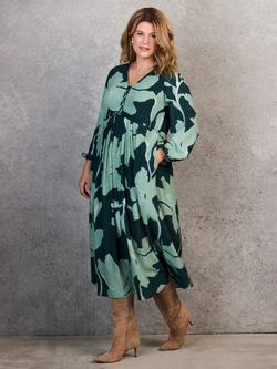 Live Unlimited Curve Tie Front Floral Midaxi Dress, Green, Green